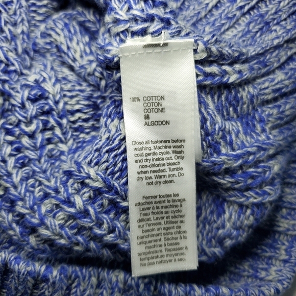 Baby gap blue and cream mock neck toggle cable knit sweater Sz 3T - Picture 6 of 7